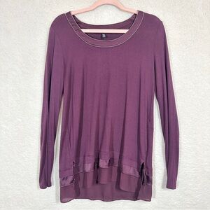 White House‎ Black Market Purple Relaxed Tunic Tiered Hem